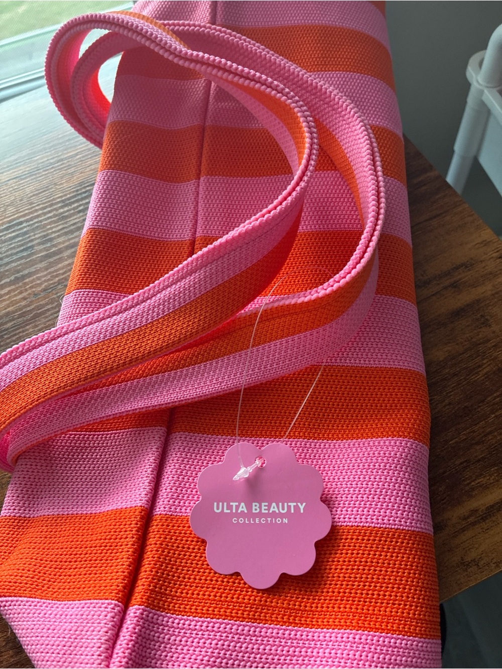 Ulta Beauty Pink and Orange Striped Tote Bag